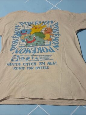 Hot Topic Beige Pokémon Tee with Blue Print